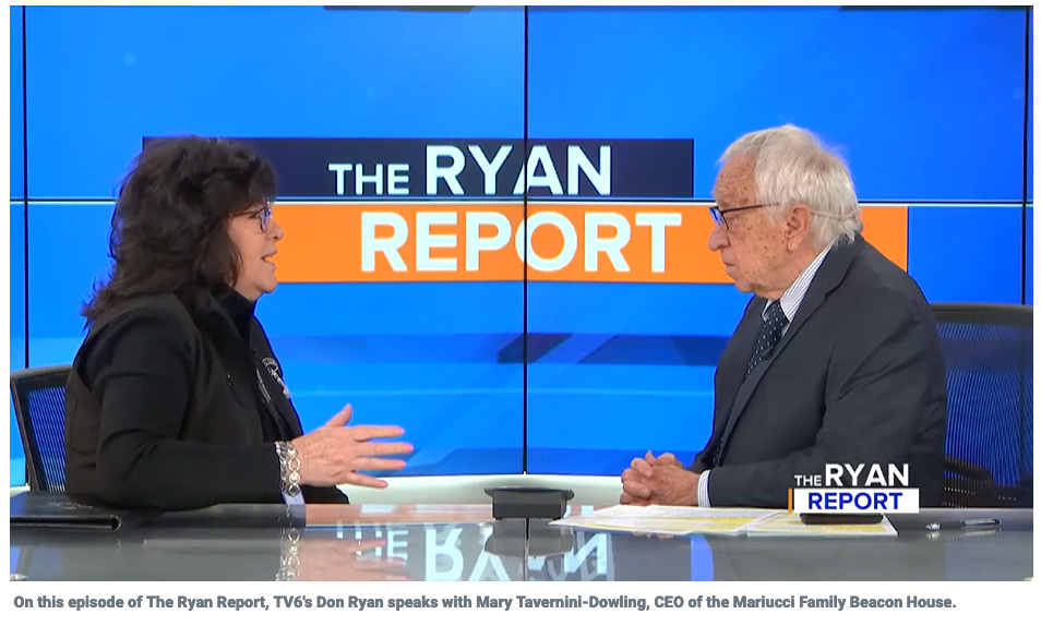 T V six screen shot of the ryan report with Mary Tevernini Dowling.