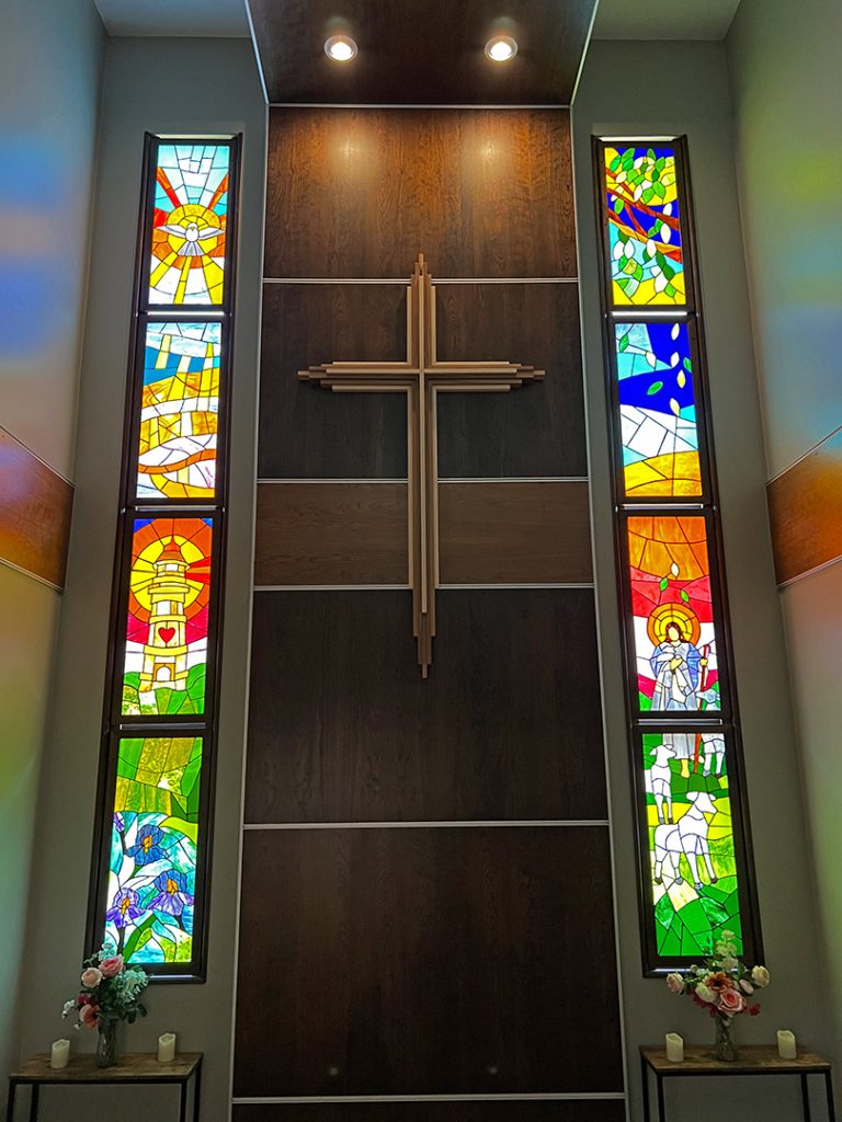 Beacon house chapel. Stained glass windows.